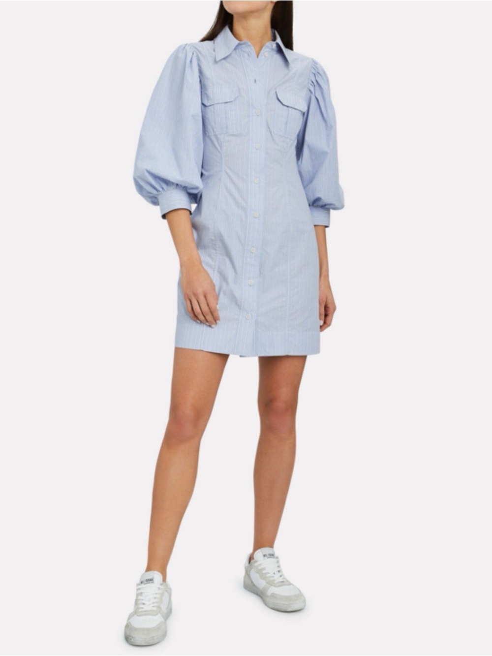striped dress with puffy sleeves